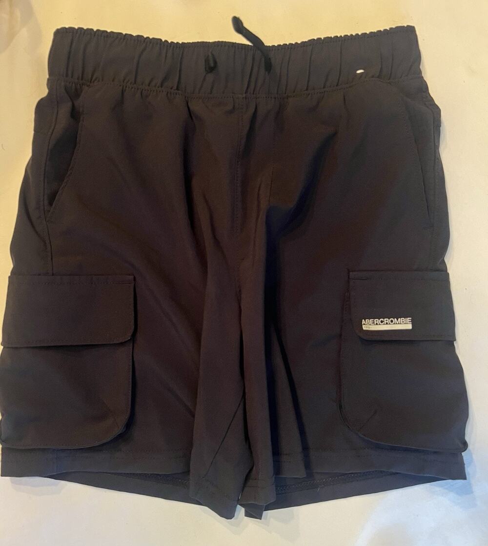 Abercrombie Kids Boys 9/10 Black Cargo Shorts YPB Elastic Waist Athletic